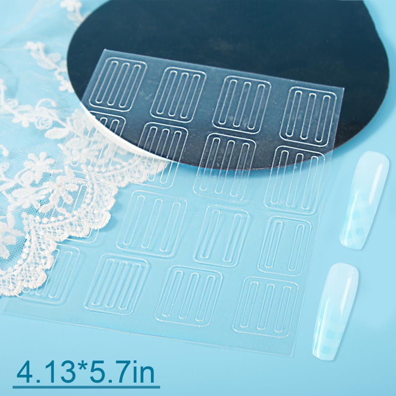JERCLITY 5 Pieces French Tip Stencil French Tip Stickers Guide Hollow Grid Pattern Nail Stencils French Tip Stencils for Nails - Image 3